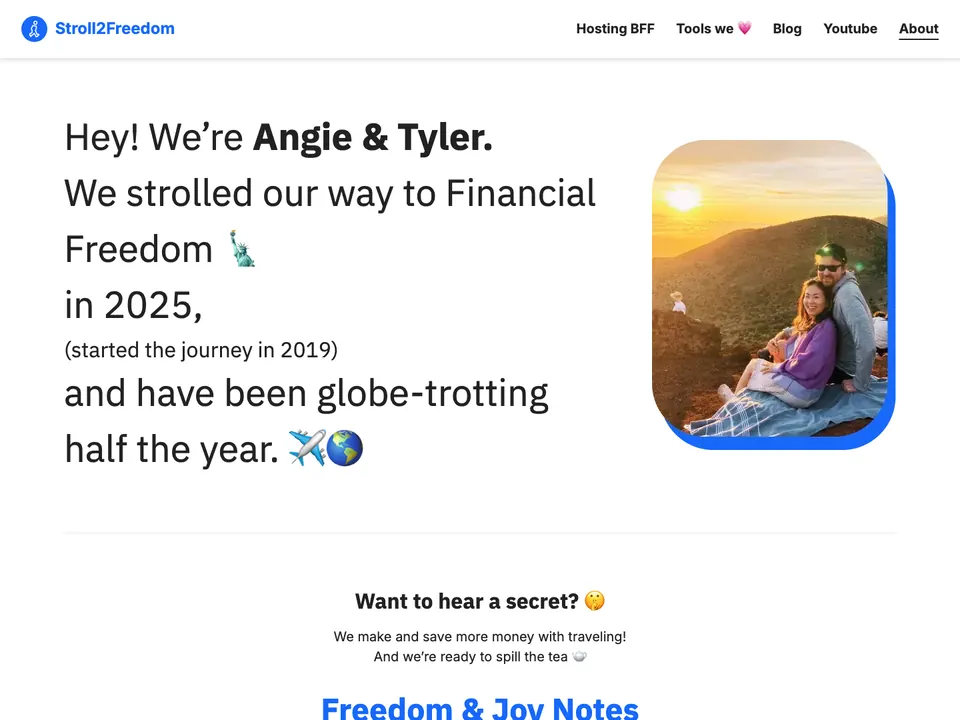 Stroll2Freedom homepage screenshot